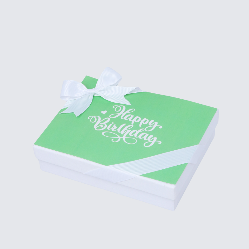 "Happy birthday" green minimalist designed 12-piece chocolate hard box