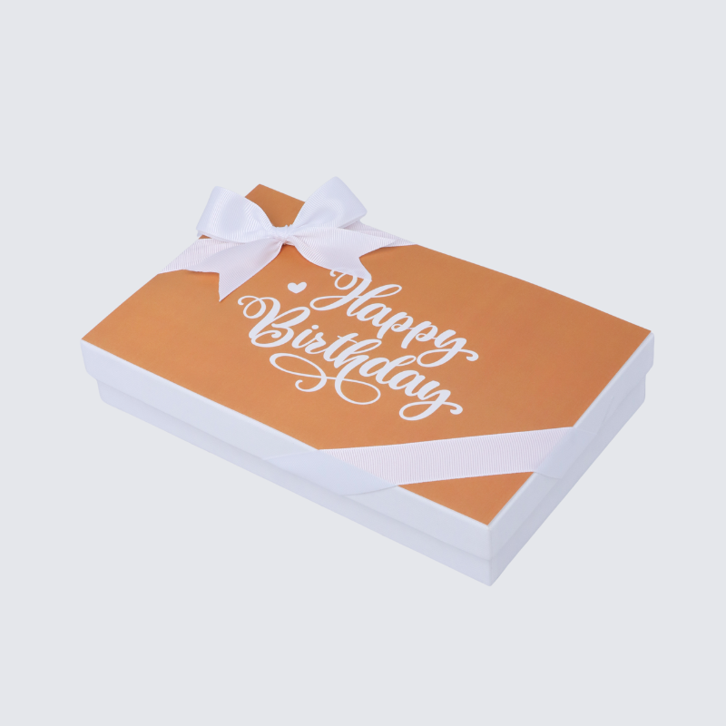 "Happy birthday" orange minimalist designed 15-piece chocolate hard box