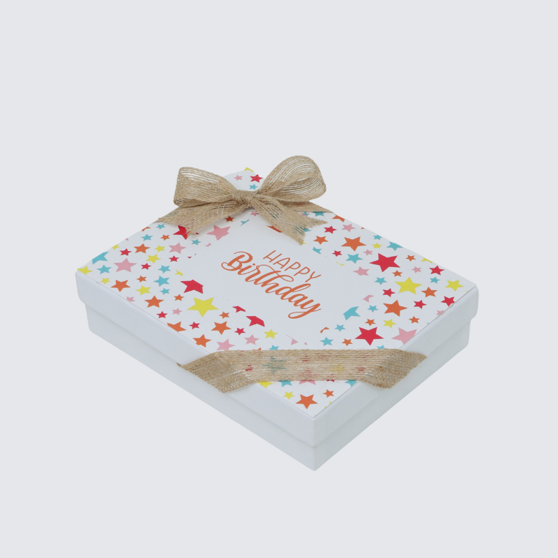 "Happy birthday" star colorful designed 12-piece chocolate hard box