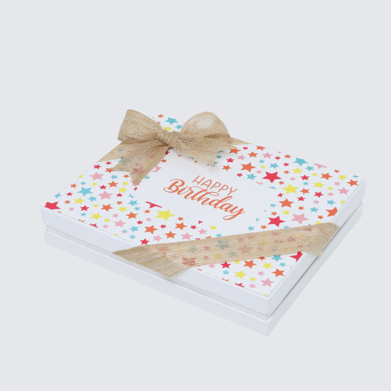 "Happy birthday" star colorful designed 20-piece chocolate hard box