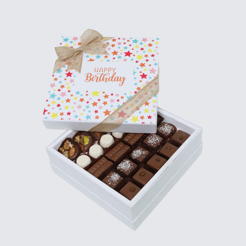 "Happy birthday" star colorful designed premium chocolate hard box