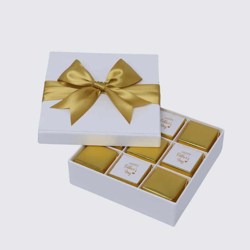 Happy father's day gold designed 9-piece chocolate hard box