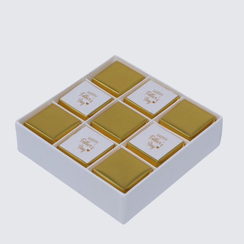 Happy father's day gold designed 9-piece chocolate hard box