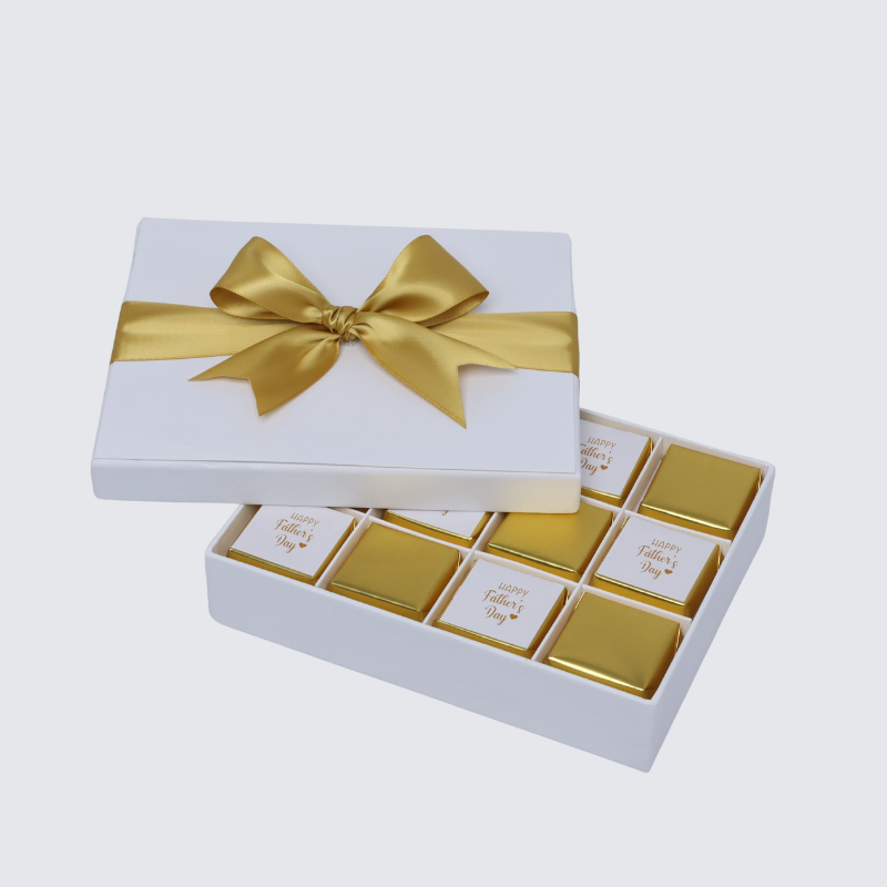 Happy father's day gold designed chocolate 12-piece hard box