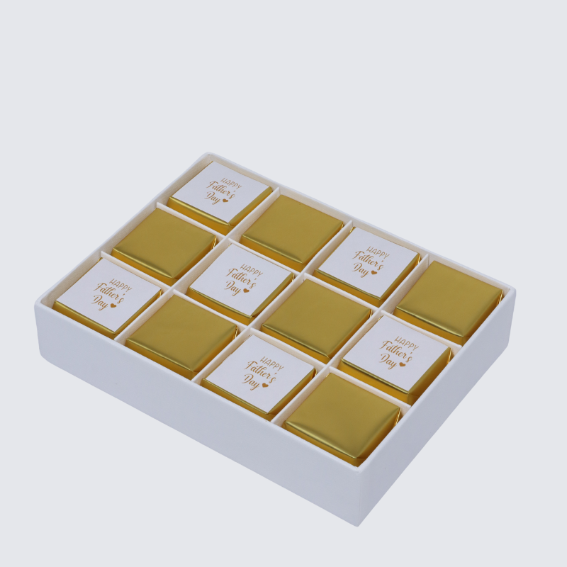 Happy father's day gold designed chocolate 12-piece hard box