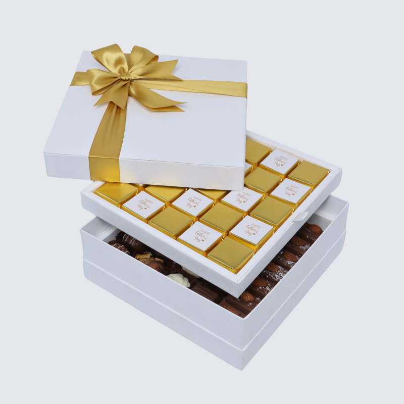 Happy father's day gold designed 2-layer chocolate hard box