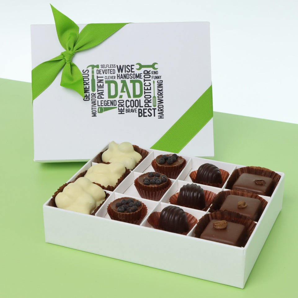 Father's day multi text 12-piece chocolate hard box