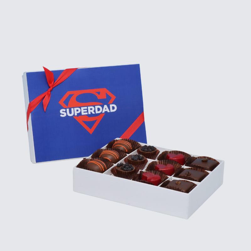 "Superdad" father's day 12-piece chocolate hard box