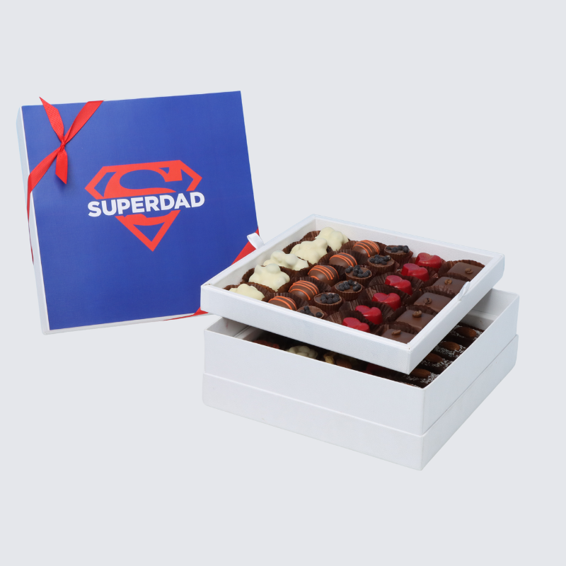 "Superdad" father's day 2-layer chocolate hard box