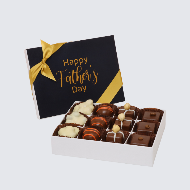 Father's day black 12-piece chocolate hard box