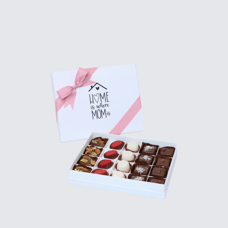 "Mother's day" home is mom designed 20-piece chocolate hard box