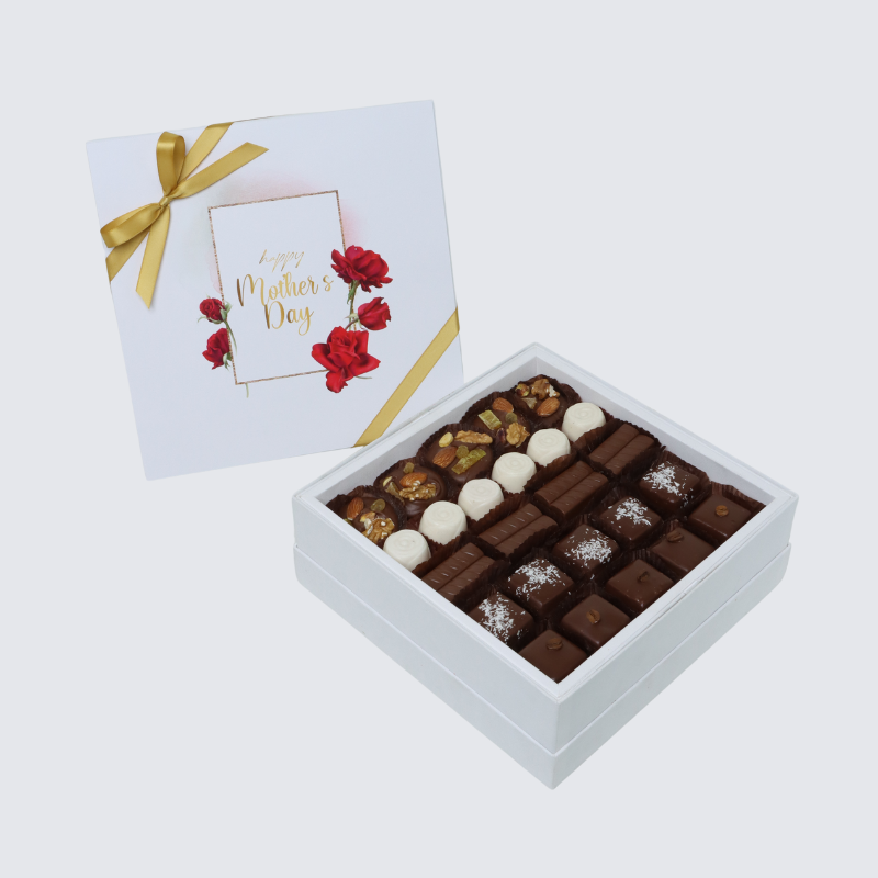 "Happy mother's day" roses frame designed premium chocolate hard box