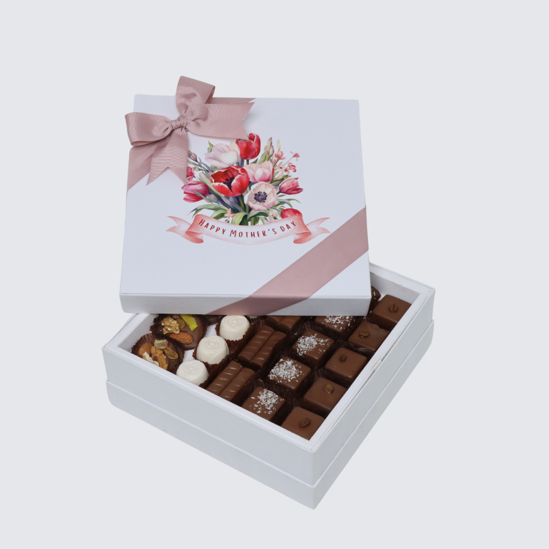 "Happy mother's day" floral designed (500 grams) premium chocolate hard box