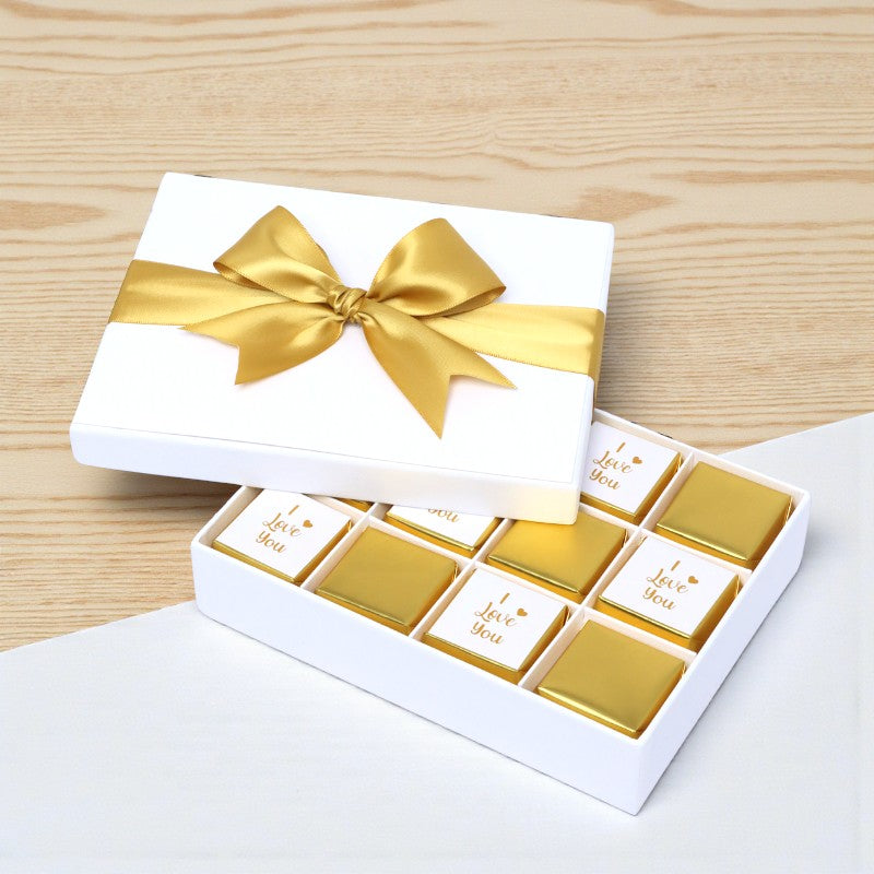 "I love you" gold designed 12-piece premium chocolate hard box
