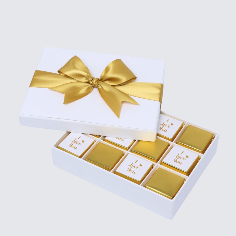 "I love you" gold designed chocolate 12-piece chocolate hard box