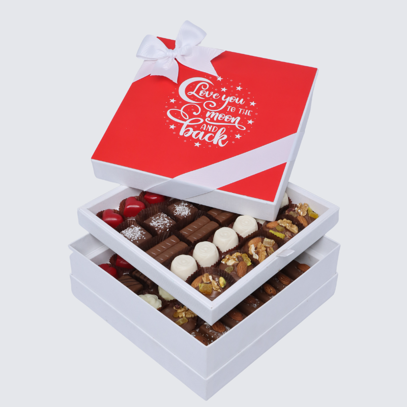 "I love you" designed 2-layer chocolate hard box