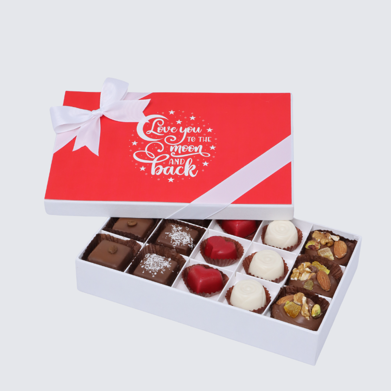 "I LOVE YOU" DESIGNED 15-PIECE CHOCOLATE HARD BOX