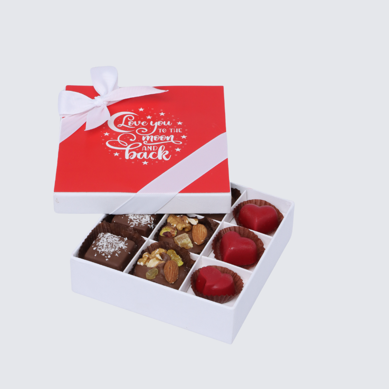 "I LOVE YOU" DESIGNED 9-PIECE CHOCOLATE HARD BOX