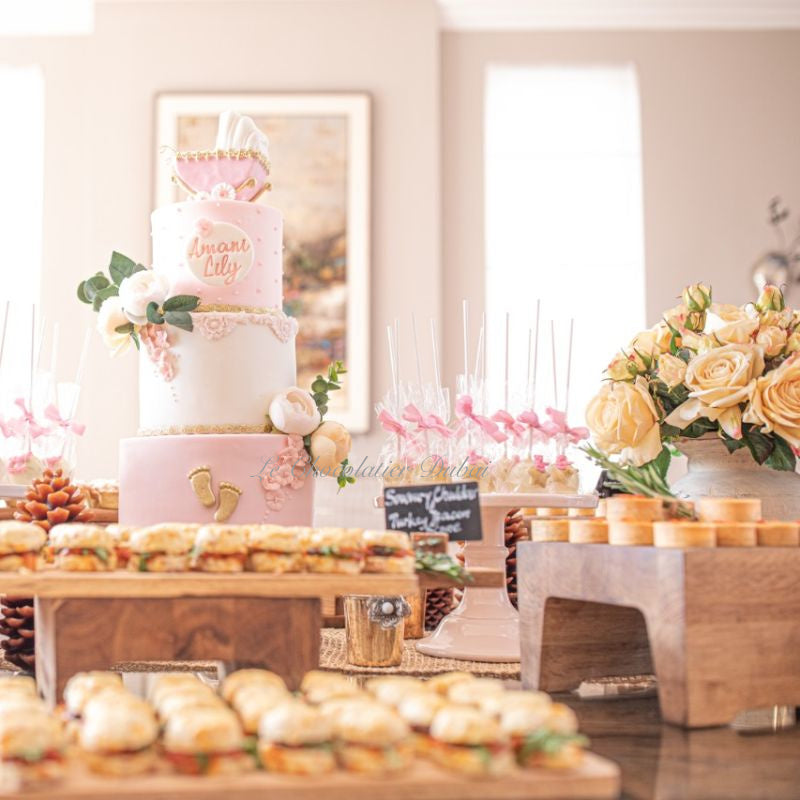 Baby girl rustic dessert table