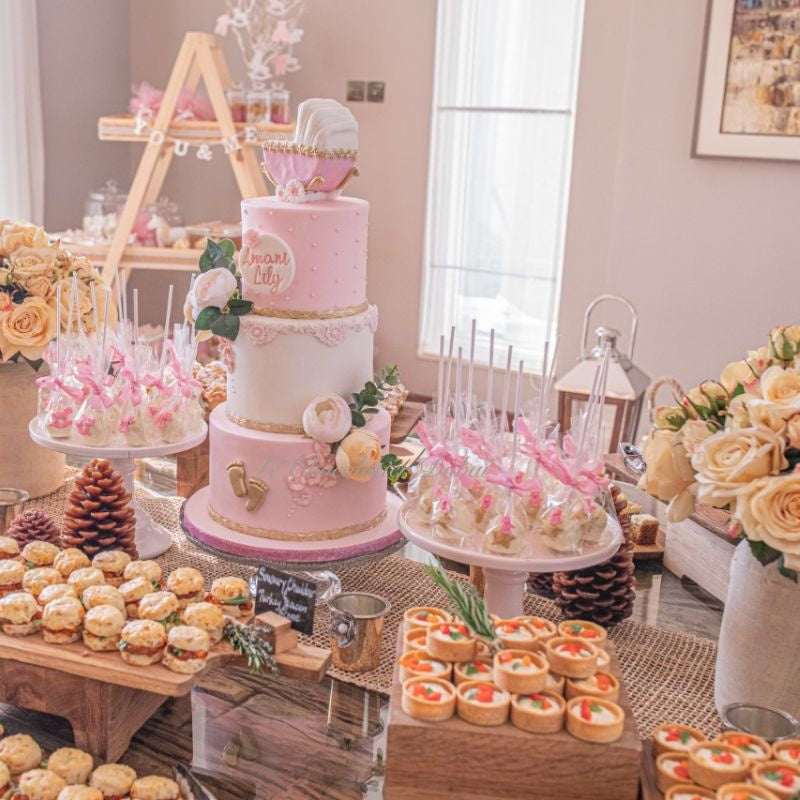 Baby girl rustic dessert table