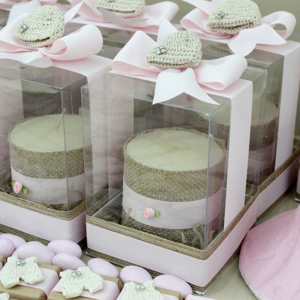 Baby vintage crochet decorated chocolate wood stand