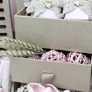 Baby vintage crochet decorated chocolate wood stand