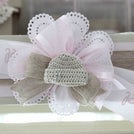 Baby vintage crochet decorated chocolate wood stand