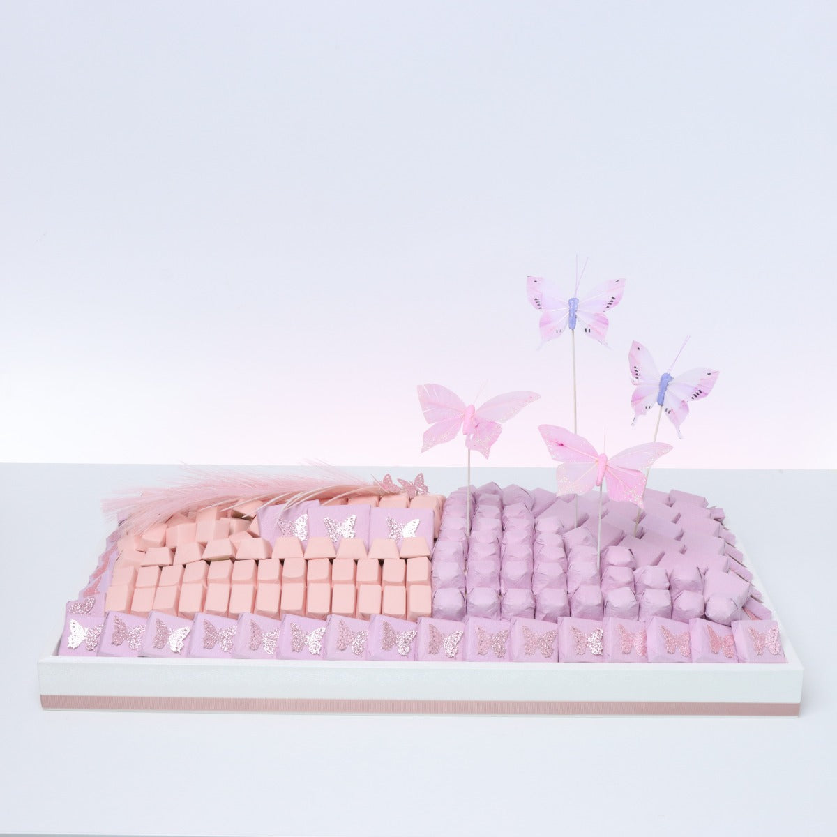 Butterfly decorated chocolate large leather tray