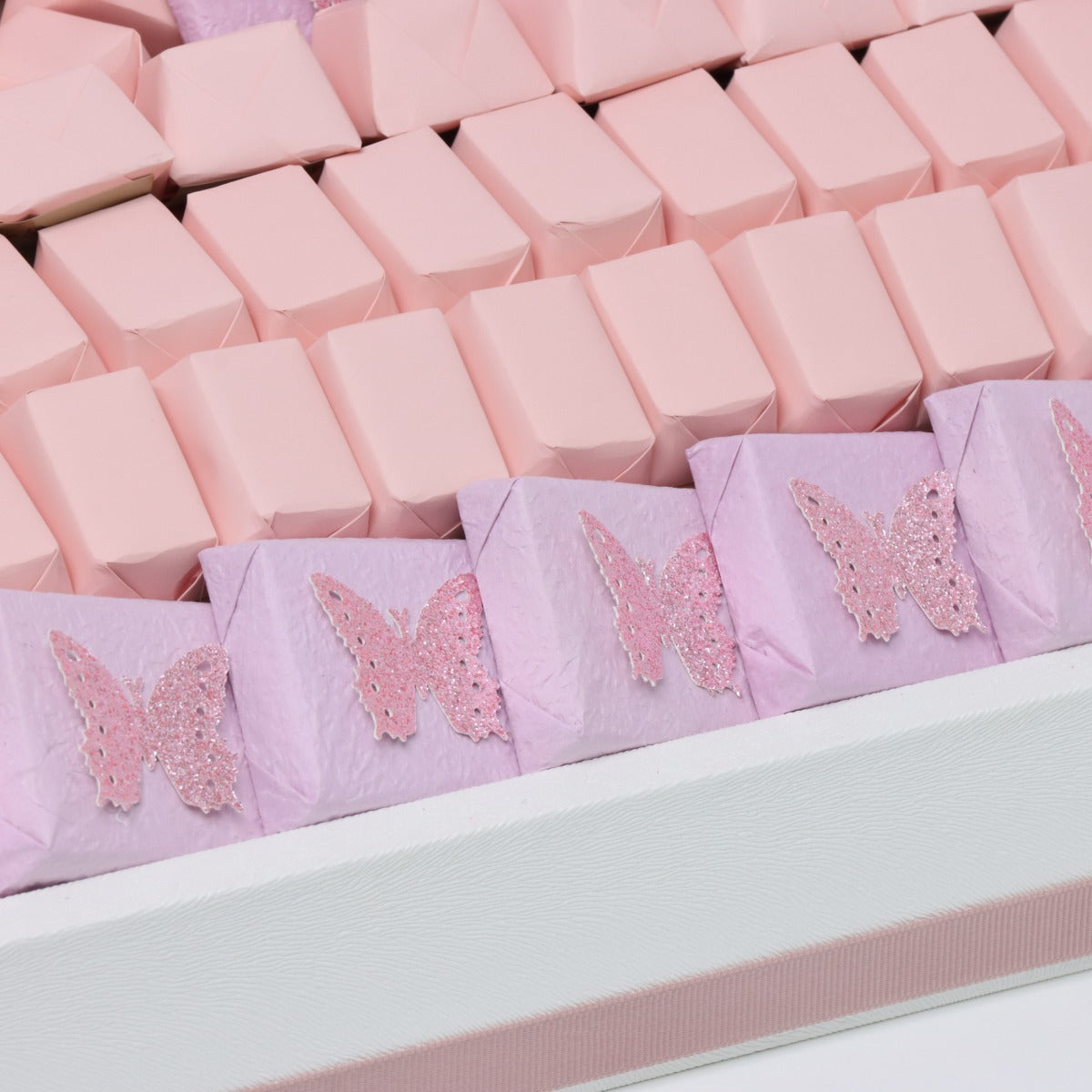 Butterfly decorated chocolate large leather tray