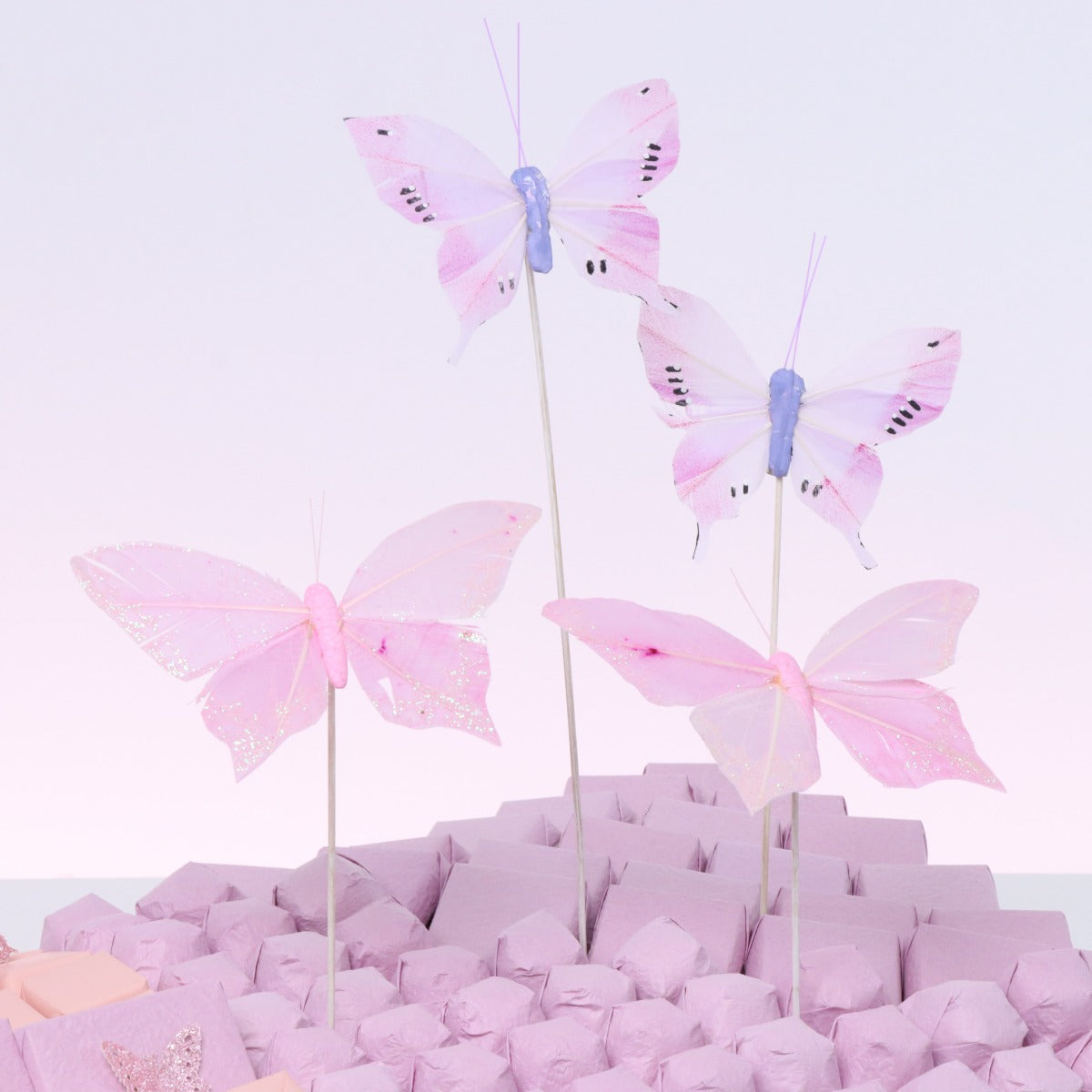 Butterfly decorated chocolate large leather tray