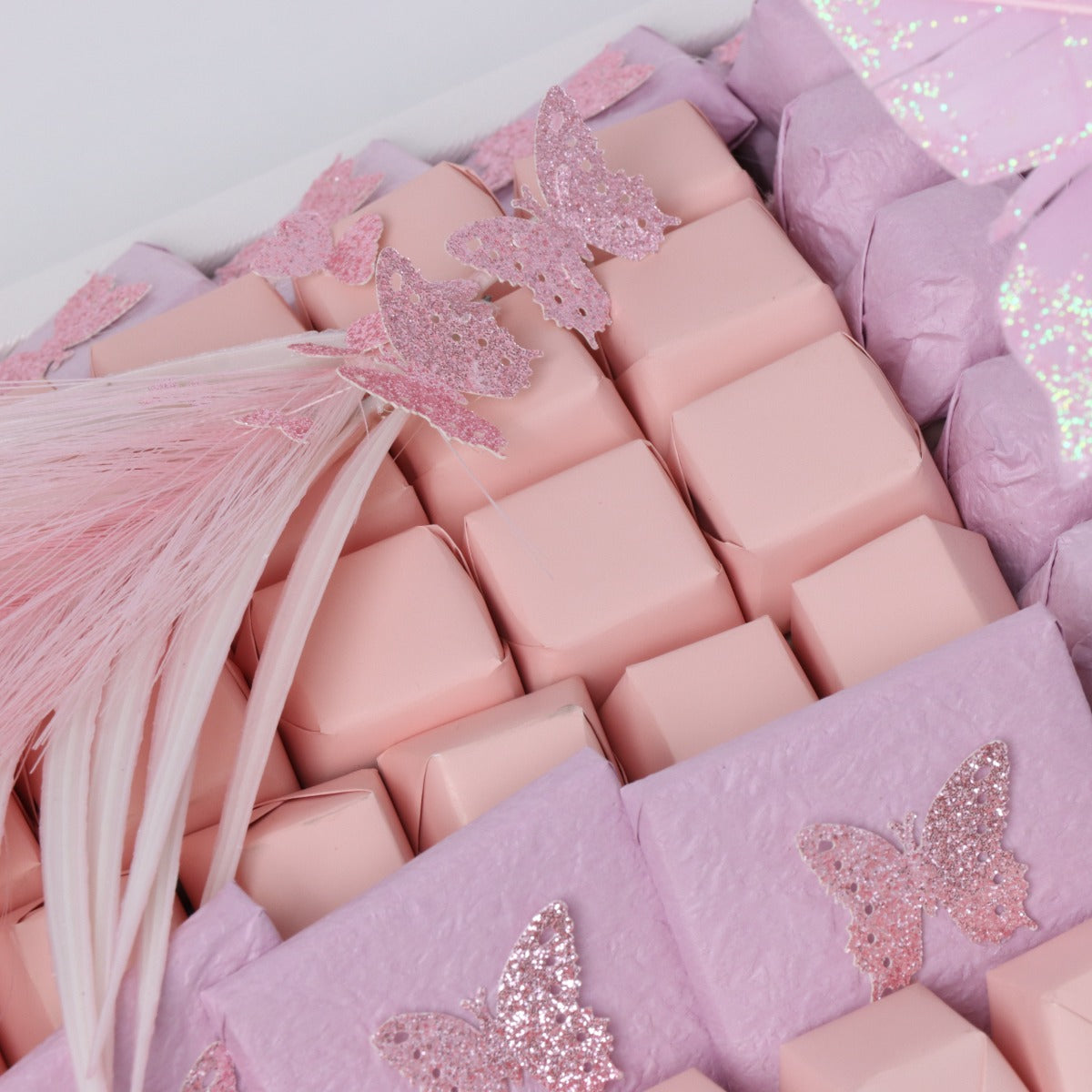 Butterfly decorated chocolate large leather tray