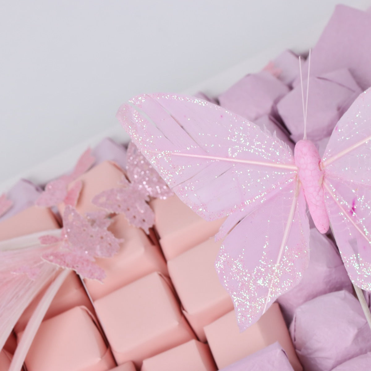 Butterfly decorated chocolate large leather tray