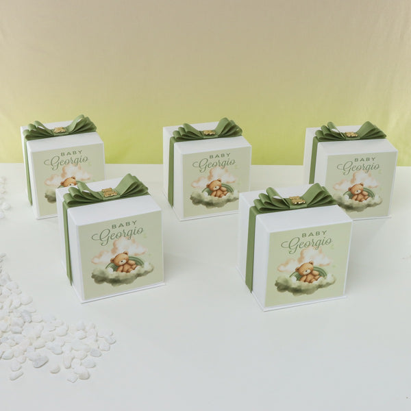 Baby boy teddy theme designed ceramic bear box giveaway