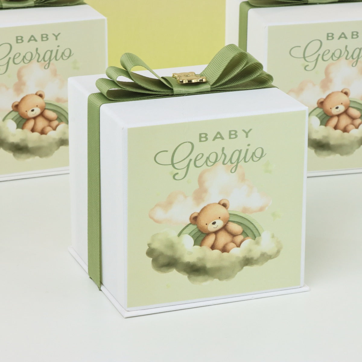 Baby boy teddy theme designed ceramic bear box giveaway