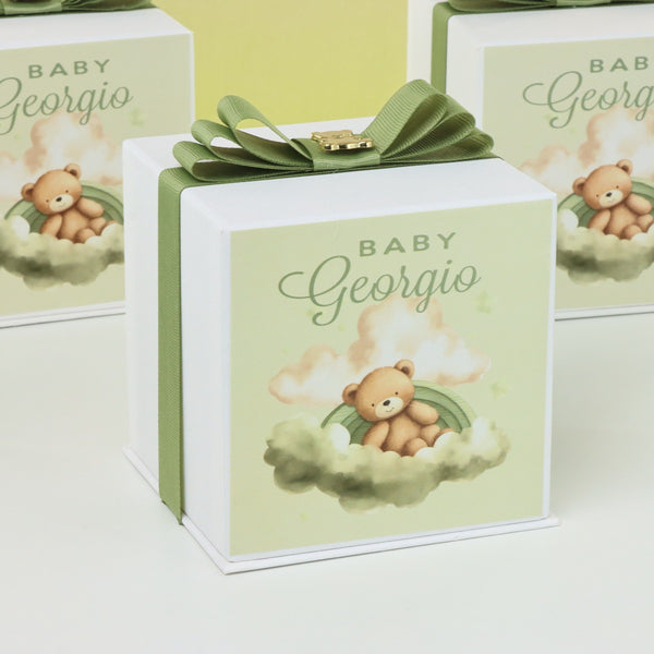 Baby boy teddy theme designed ceramic bear box giveaway