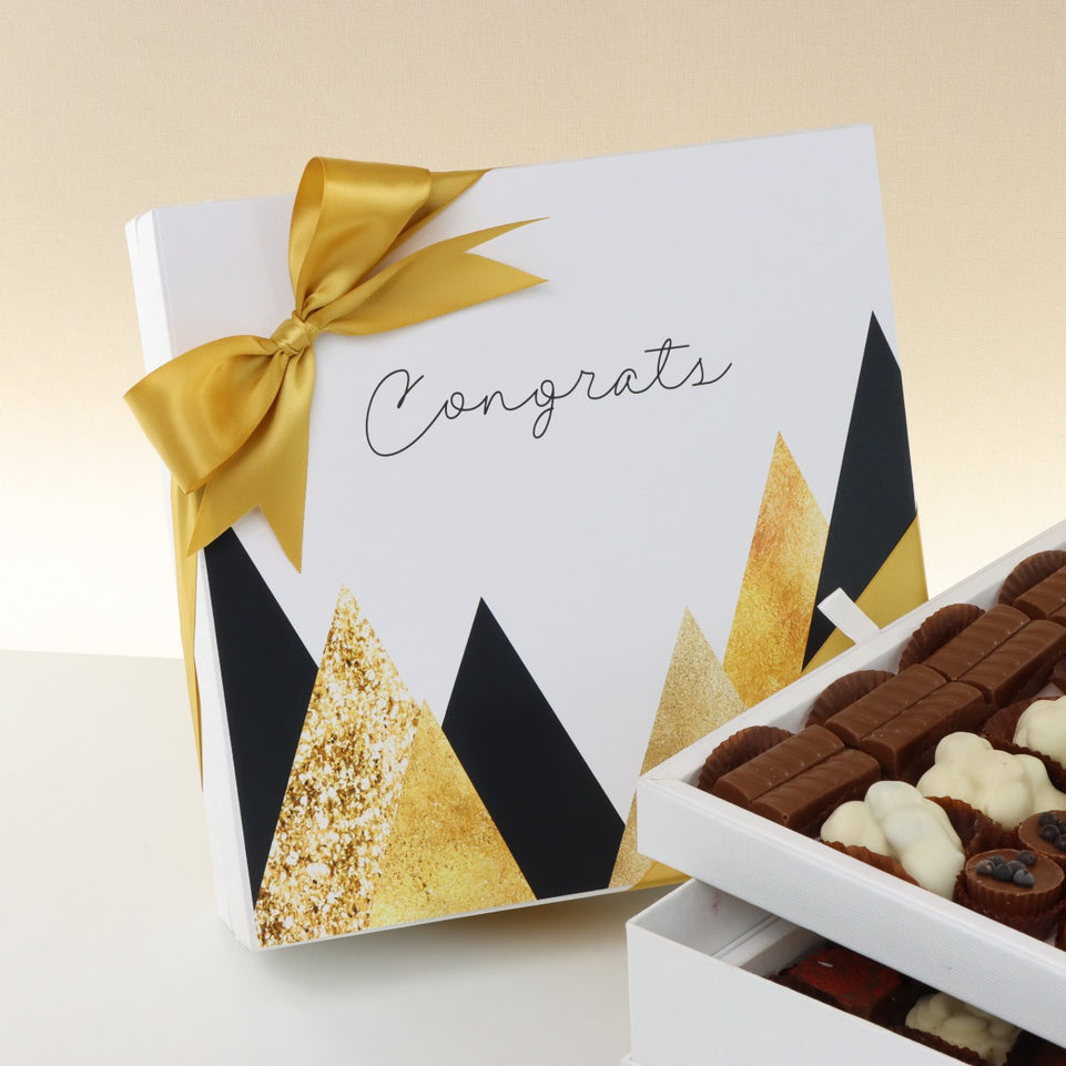 Congrats geometric designed 2-layer chocolate hard box