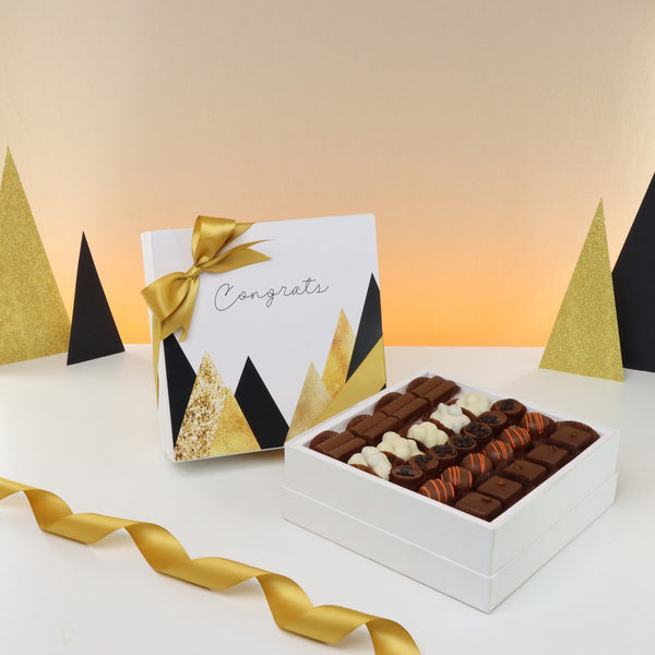 Congrats geometric designed 25- piece chocolate hard box