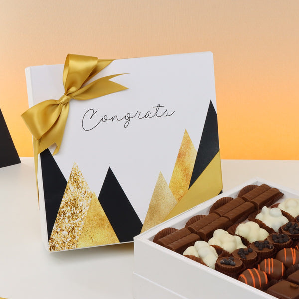 Congrats geometric designed 25- piece chocolate hard box