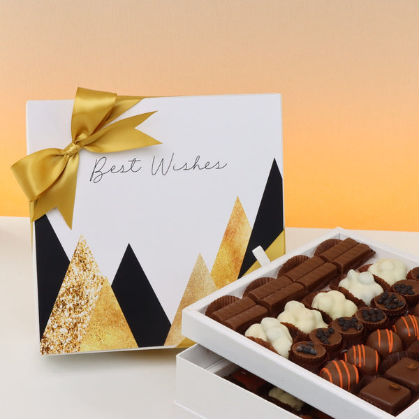 Best wishes geometric designed 2-layer chocolate hard box
