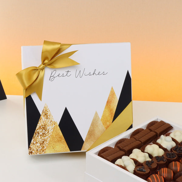 Best wishes geometric designed chocolate hard box