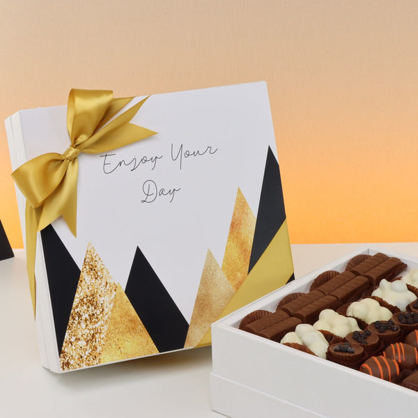 Enjoy your day geometric designed premium chocolate one layer hard box