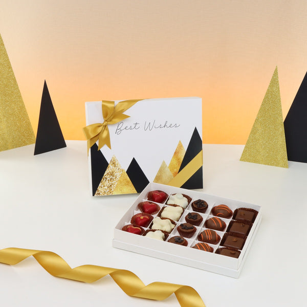Best wishes geometric designed 20P premium chocolate hard box