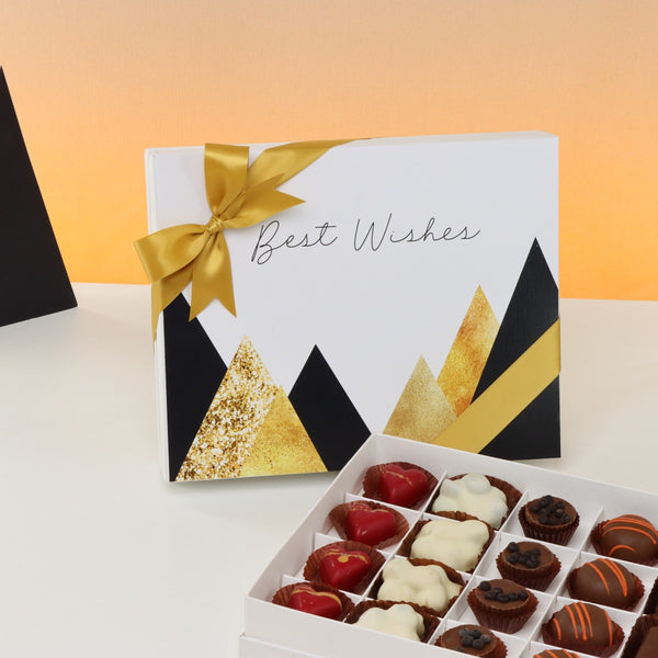 Best wishes geometric designed 20P premium chocolate hard box