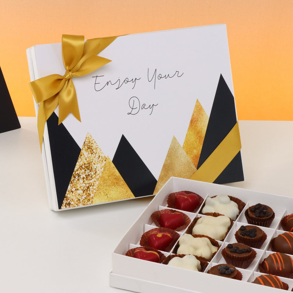 Enjoy your day geometric designed 20-piece chocolate hard box