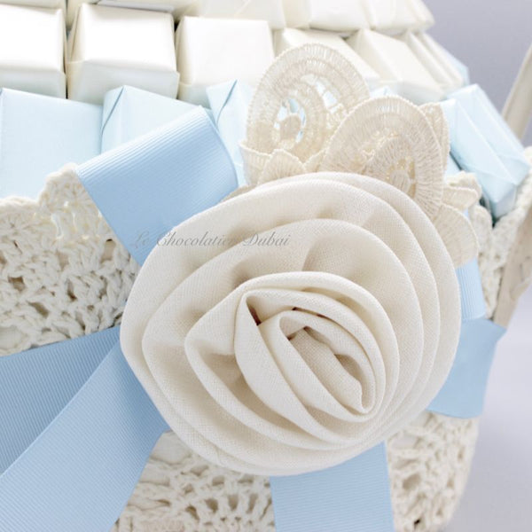 Luxury baby boy decorated chocolate crochet basket