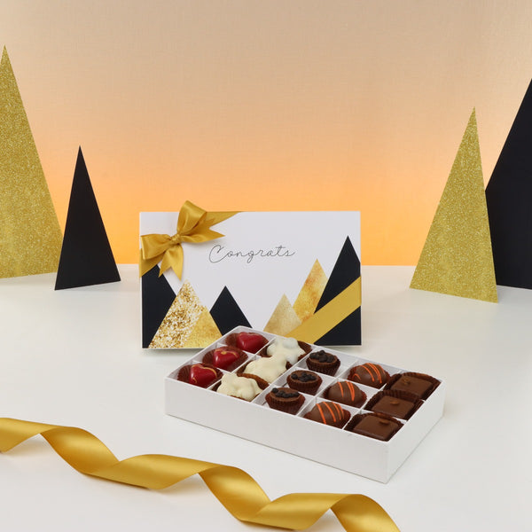 Congrats geometric designed 15- piece chocolate hard box