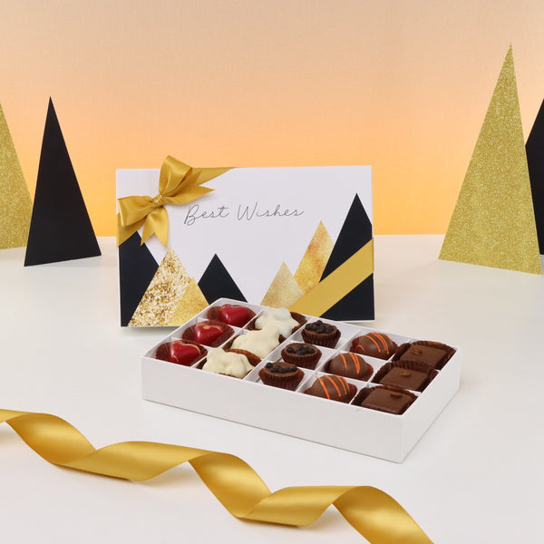 Best wishes geometric designed 15P premium chocolate hard box