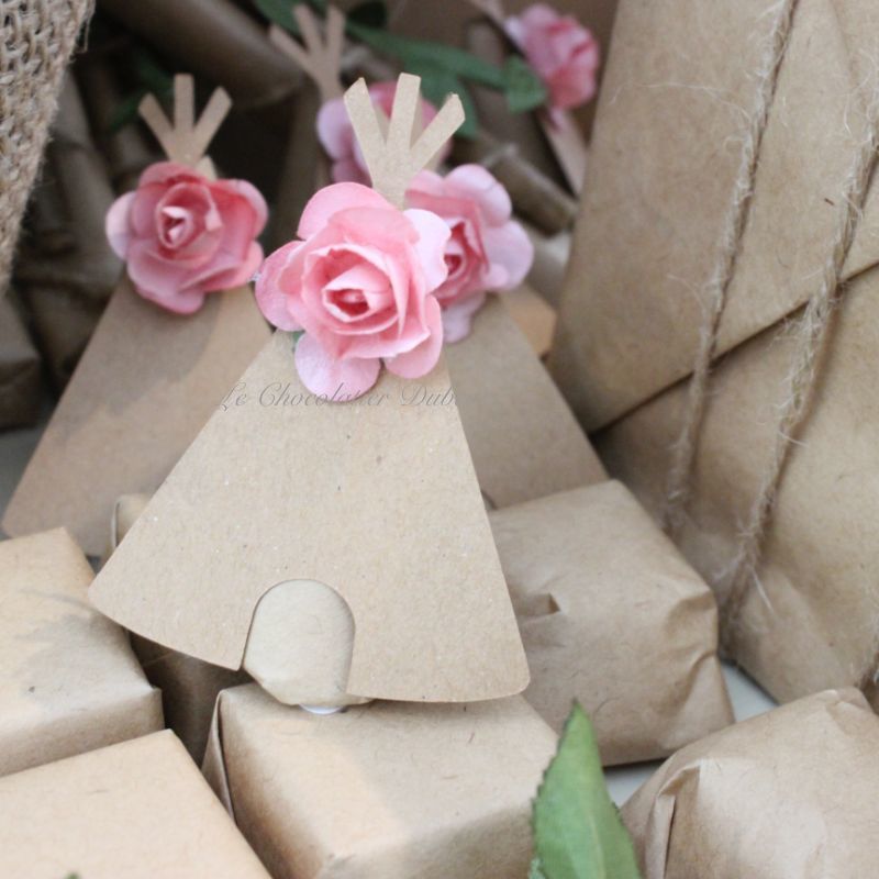 RUSTIC TRIBAL BABY GIRL DECORATED CHOCOLATE WOOD STAND