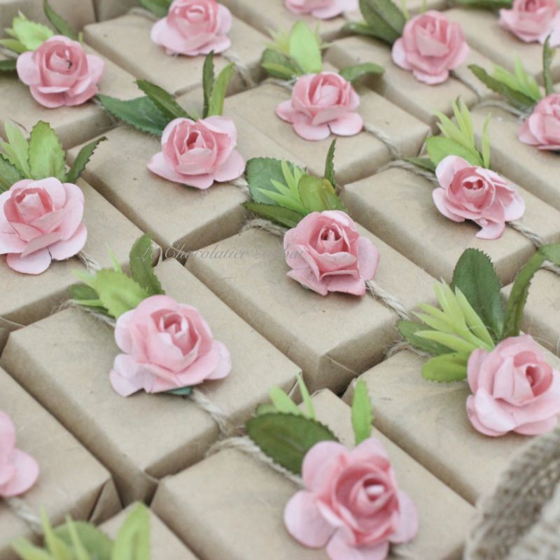 Greenery & flower decorated chocolate