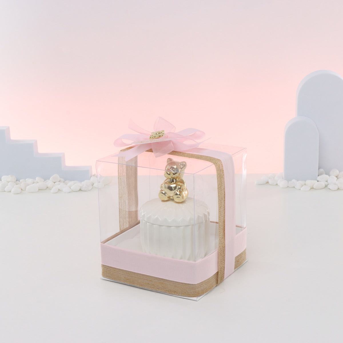 Set of 20 Baby girl teddy ceramic box giveaway